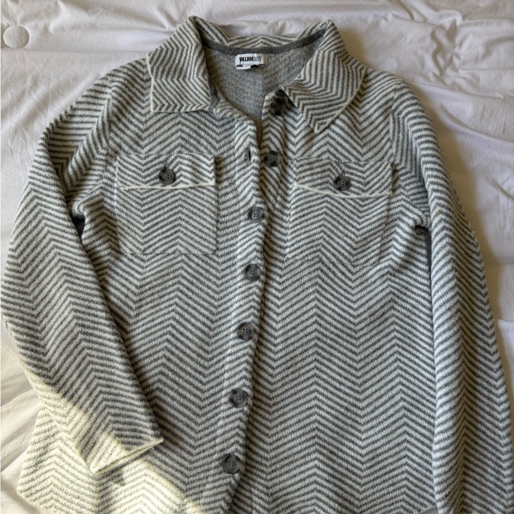 William Rast Gray Chevron Knit Shirt Jacket